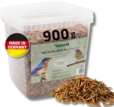 Eggersmann volaris Mehlwürmer getrocknet 900g – Wildvogelfutter proteinreich & natürlich – Getrocknete Mehlwürmer ideal für Wildvögel, Hühner & andere Heimtiere – Vogelfutter frei von Pestiziden