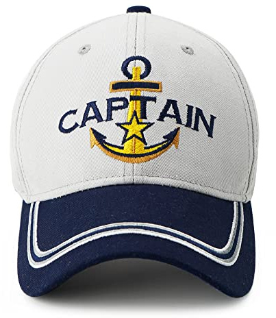 PopCrew Kapten hatt & första kompis | matchande skeppare båtliv baseballkeps | Nautisk Marine Sailor Navy Hats, Kapten, One Size