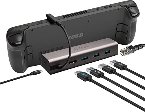 Cefeus Docking Station Compatible with Steam Deck, 6-in-1 Steam Deck Dock with HDMI 2.0 4K@60Hz, 3 USB-A 3.0 and Full Speed Charging USB-C Port Compatible with Valve Steam Deck, Gigabit Ethernet
