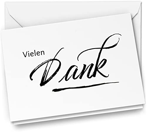 Danksagungskarten Trauer – 10 Klappkarten mit Umschlägen – Motiv: Vielen Dank Schrift – Trauerkarten Danksagung mit Text – Dankeskarten Trauer nach Beerdigung