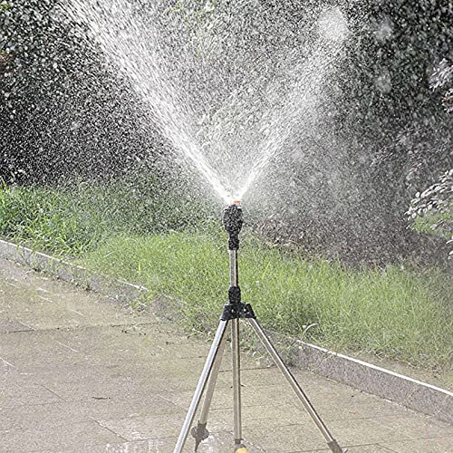 NDNCZDHC Irrigatore a Impatto su Base a Treppiede, Irrigatore Rotante a 360 Gradi, Ugello di Irrigazione Regolabile Irrigatore a Bilanciere per Irrigazione a Atomizzazione del Prato Inglese