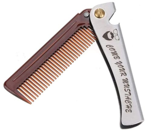 Faltbarer Kamm Bartkamm mit Korkenzieher Kamm Männer Professional Styling Kamm Breiter Zahnkamm Öl Kopf Kamm Kunststoffkämme Frisurkamm Friseur Styling Tool
