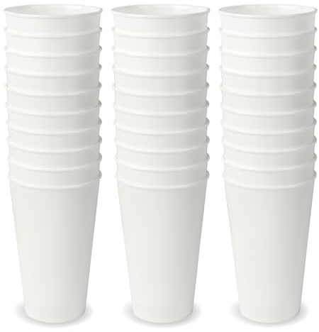 Schramm® Mehrweg Becher ca. 400ml matt weiß wählbar 10, 20, 30 oder 50 Stück Fassungsvermögen wiederverwendbar Kunststoff Mehrwegtrinkbecher, Größe:30 Stück