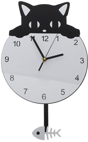 Yardenfun Katzen Wanduhr Dekorative Stummuhr Für Kinderzimmer Und Wohnzimmer Moderne Wandkunst Geräuschlos Mit Stilvollem Kätzchen Motiv Heimdekoration
