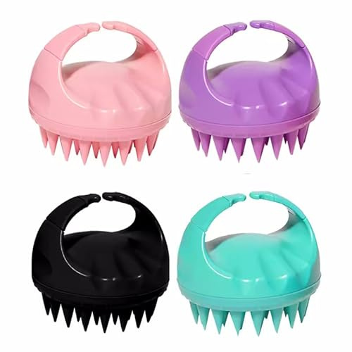Exeton Scalp Shampoo Brush Ergonomic Scalp Scrubber with Soft & Flexible Silicone Head Relaxation Perfect for Dandruff Removal Hair Growth Head Massage(Blue)