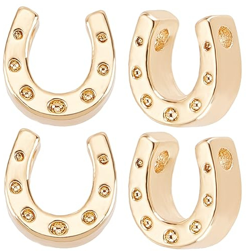 Beebeecraft 1 Box 24 Stück Hufeisen Perlen 18K Vergoldetes Messing 7mm Hufeisen Armbänder Distanzperlen Metall Perlen für Armbänder Halsketten Schmuckherstellung