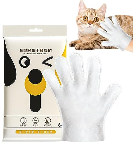 puzzlegame Dog Cleaning Gloves Wipes - Wash Free Pet Wipes Gloves - Shampoo Free Deodorizing Mitts Pet Supplies for Eye, Ear, Bums, Paws, Furs Cleaning and Nourishing