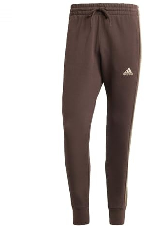 adidas herr Byxor Essentials French Terry Tapered Cuff 3-Stripes Pants, shadow brown, XL