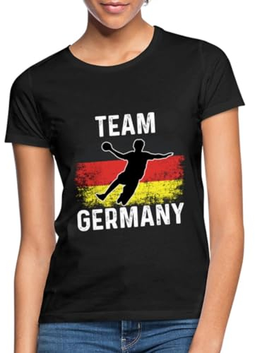Spreadshirt Team Germany Handball Fan Frauen T-Shirt, L, Schwarz