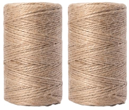 GARDENIX 300 m di filo di iuta in fibra naturale, 1,5 mm, 100% biodegradabile, per fai da te, come decorazione, confezione regalo, come filo da imballaggio in fibra naturale per giardino (2 rotoli da