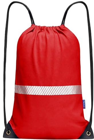 AYKRM Rucksack mit Kordelzug rot Turnbeutel Sportbeutel Gym Bag Mit Aussentasche Verstellbar Tunnelzug Gymsack