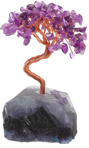 Cabilock Dekorative Amethyst Baum Statue Moderner Kristallbaum Für Zuhause Elegante Tischdekoration Feng Shui Ornament Für Wohlstand Stilvolles Wohnaccessoire Für Wohnzimmer Und Büro