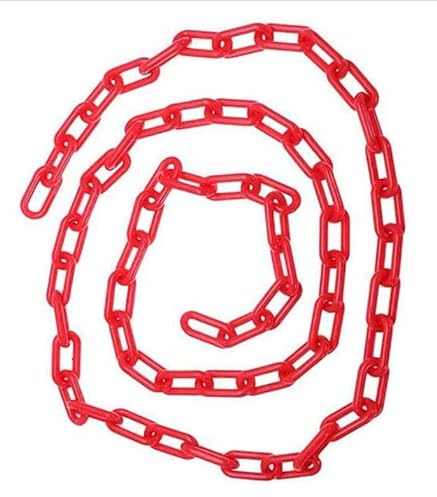 Unifizz 8 mm x 10 m Kunststoff-Kettenbarriere für Menschenmengenkontrolle, Verkehr, Warteschlangenlinie, Warnkette, Warnkette, Sicherheit, Parkplatz, Kunststoffkette (rot)