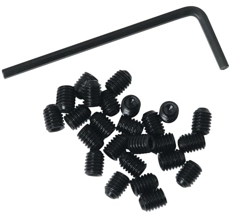 DGBRSM 25PCS 10-32 x 1/4'' Black Socket Set Screws Stainless Steel Allen Head Hex Hexagon Socket Set Screws Cup Point with Hex Key Wrench