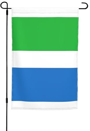 Bandera de Sierra Leona de 12 x 18 pulgadas, bandera de jardín de doble cara, bandera de primavera, bandera de jardín para decoración de patio al aire libre