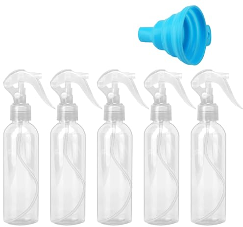HENGBIRD 5 flaconi spray con imbuto pieghevole da 200 ml, in plastica, flacone spray per piante, flacone spray ricaricabile per capelli, pulizia, piante, cosmetici