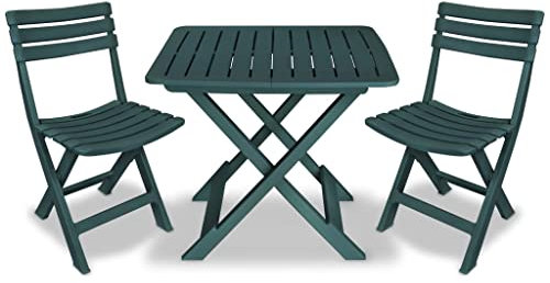 BUKSCYJS GartenmöBel Set,3-TLG. Bistro-Set Klappbar Kunststoff Grün FüR Garten, Terrasse, AußEnbereich, Balkon