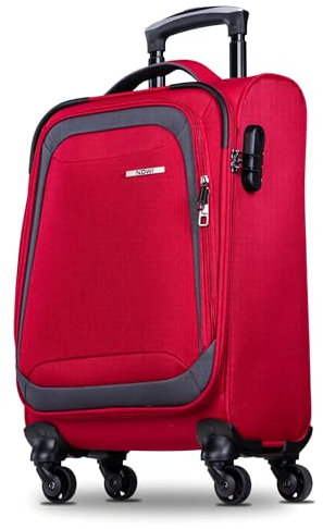 NOWI Korfu Weichschalen Trolley M – Leichter Stoff Koffer 30L mit 4 Rollen & Zahlenschloss | Handgepäck Koffer 55x40x20 cm für Damen & Herren (rot, M)