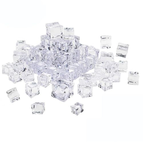 Pack of 25 Clear Fake Ice Cubes, Acrylic Ice Crystal, Square Artificial Crystals, Reusable Ice Cubes, Gemstones, Acrylic Decorative Ice Rocks, 30 mm Clear Ice Cubes, Transparent