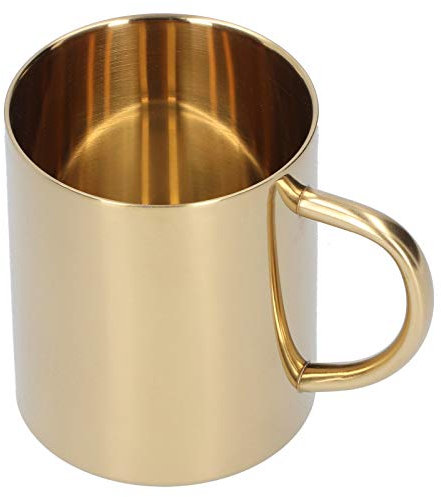 TAZZA D'ACQUA PER TÈ E CAFFÈ A DOPPIO STRATO IN ACCIAIO INOSSIDABILE CON MANICO 400ML PER UFFICIO A CASA (D'oro)