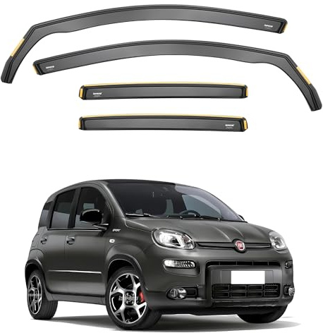 ISPEED Wind Deflectors for FIAT PANDA MK3 2011-2024 5 Door Hatchback 4pc Set - Keep Your Car Ventilated In Rain - Reduce Wind Turbulence - Tinted In-Channel Type