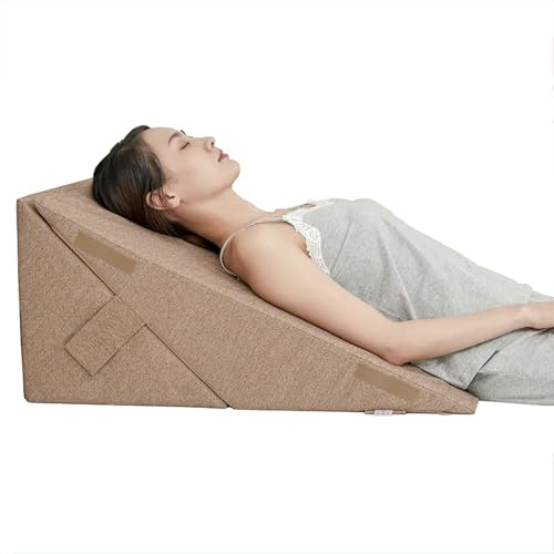 YXXSDP Keilkissen Bett Lesekissen Höhenverstellbares Design Kopfteil-Kissen, Keilkissen mit druckentlastendem, hochelastischem Gel-Gedächtnisschaum, Eckkopfkissen für Schnarchen(Brown,A)