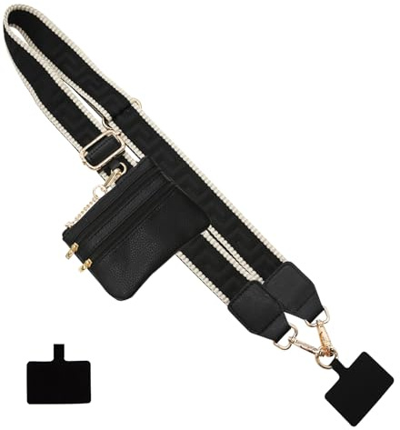 Long Keeper Phone Strap Crossbody with Zipper Wallet Adjustable Universal Cellphone Lanyards Anti Theft Phone Neck Lanyard Wide Replacement Purse Strap