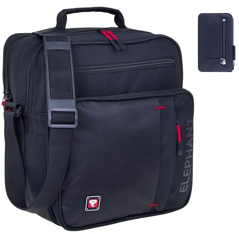 Elephant Flugumhänger Arbeitstasche Reisetasche Tasche Herren Damen Bürotasche Umhängetasche DIN A4 Schultertasche Handgepäcktasche Handgepäck Pilotentasche Dark + Etui