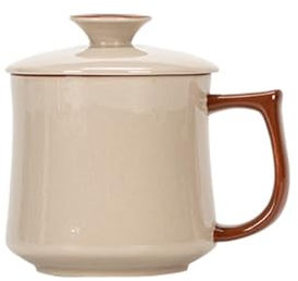 Mugg Cup Grå keramikkopp, 1 kaffe med lock, kapacitet 11,84 ounces, lämplig for att brygga te på kontoret kaffe mugg
