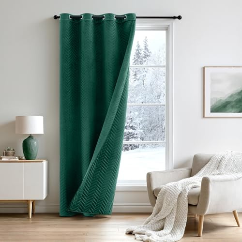 MIULEE Tende Oscuranti Termiche in Velluto Doppia Faccia 280GSM - Tenda Isolante a Occhielli per Interni, Freddo e Caldo, 1 Pezzo, L 132 x A 245 cm, Verde Petrolio