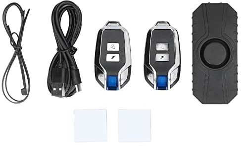 Qcwwy Wireless Bike Alarm, IP55 Vibration Motion Sensor Motorcycle Remote Electric Alarm with 7 Levels Sensitivity for Motorcycle Electric (Black with 2 remote controls)