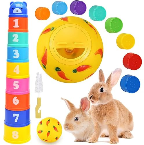 10 Pezzi Tazze Impilabili per Conigli, Giochi per Conigli, Coniglio Giocattoli Nidificanti, Coniglio Giocattolo Foraggiamento Coniglio per Piccoli Animali