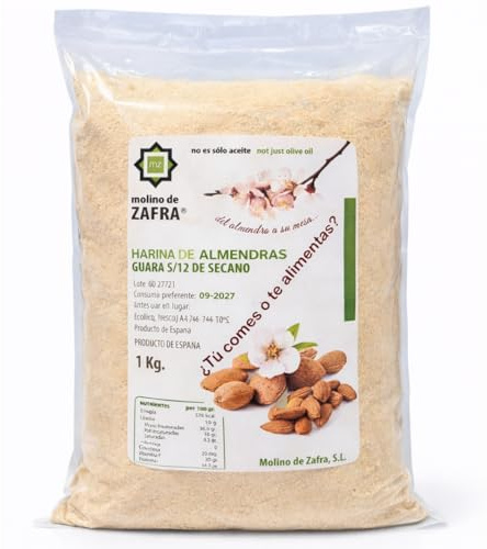 Harina de Almendra 100% Natural Molino de Zafra | Almendra Molida | SIN Gluten | Harina de Almendras 1kg Keto Ideal para Repostería Saludable y Dieta Keto | Rica en Proteínas y Fibra