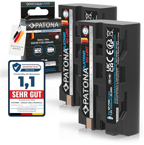 PATONA 2X USB-C Platinum Akku Ersatz für Sony NP-F550 F730 F750 F930 F950 | Ersatzakku für Camcorder, LED Indikatoren, Beleuchtung, Videoleuchte, Kamera Monitore & Field-Recorder