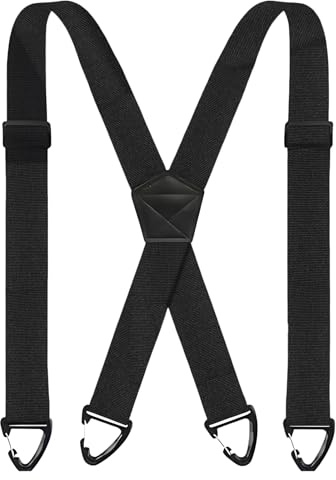 Nujvnuj Hosenträger Herren Extra Stark | 3.8 cm Breit mit 4 Robusten Karabinern | Einstellbar & Elastisch für Arbeitshose & Motorradhose | X-Style Design | Für Damen & Herren (Schwarz-X-Typ)