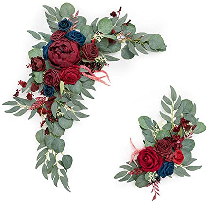 Riuulity Set di Festoni di Fiori Artificiali per Nuziale con Aspetto Realistico per la Decorazione del Ricevimento di Nozze, 2 Pezzi di Festoni Floreali Artificiali per di Fiori di Sfondo di Nozze,