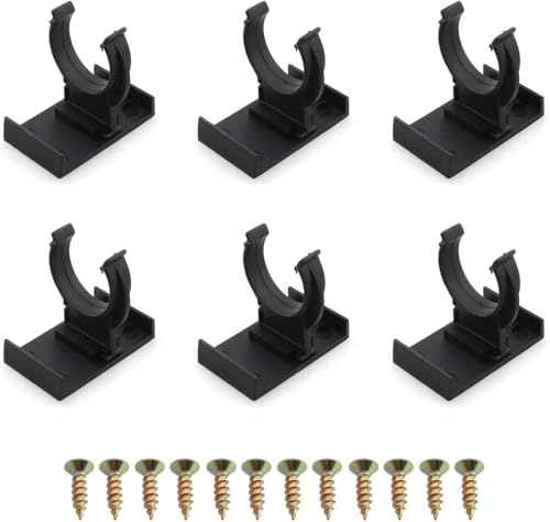 6PCS Kitchen Plinth Clips - Kickboard Clips with 12 Screws - Plinth Fixing Clips for Cabinet Legs and Kitchen Baseboards - Black Plastic