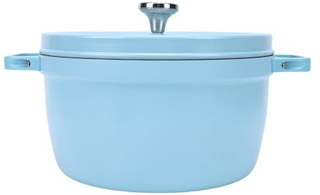 BSTCAR Pentola Per Zuppa Rotonda Da Forno 24 cm Antiaderente Forno Olandese In Ghisa Smaltata Casseruola Rotonda Con Coperchio Per Fornelli A Gas Piano Cottura A Induzione