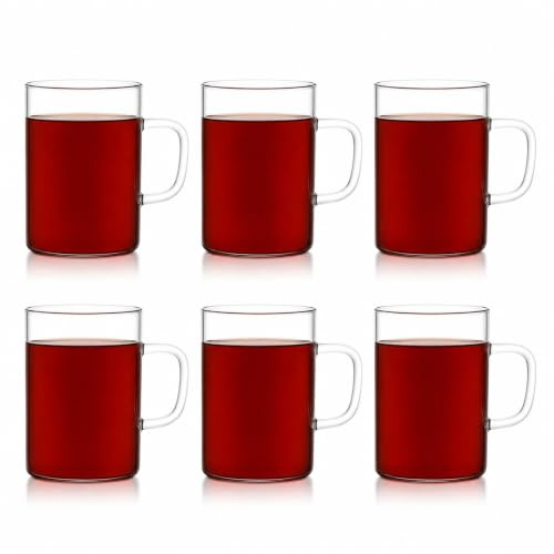 Altınbaş 6er Set Teegläser mit Henkel (260ml) – Premium Borosilikatglas Kaffeegläser – Hitzebeständig, Kratzfest & Spülmaschinenfest – Modernes Gläser Set für Tee, Kaffee, Cappuccino & Latte & Matcha