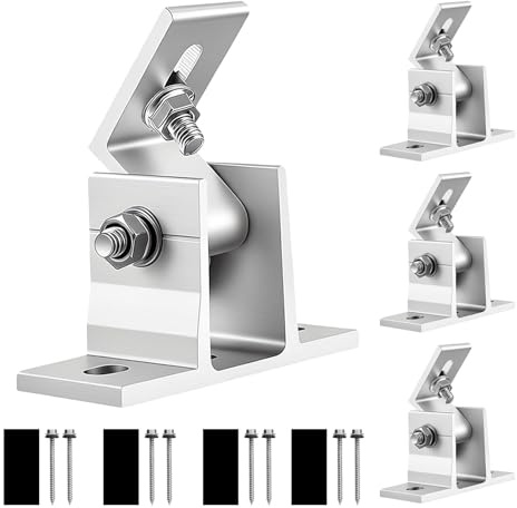 Vexnaro 4 Piezas Soporte de Techo para Panel Solar, Inclinación 10°–60°, Ajustable para Panel Solar de Aluminio, Kit de Montaje para Balcón, Techo o Pared, Fácil Instalación y Larga Durabilidad