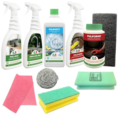 MARBEC KIT CUCINA 10PZ | Grasso, incrostazioni, calcare, pulizia cucina, detergenti, superfici inox, forno, utensili cucina