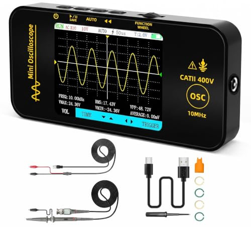 Rechargeable DIY Circuit Testing Kit, Handheld Digital Oscilloscope with 3.2 Display, Portable Mini Pocket Tool for Automotive Audio, Sound&Electronic Diagnostic, EMF Meter&Frequency Sampling Monitor