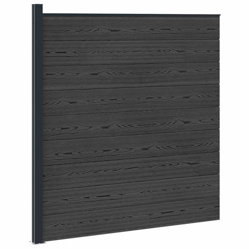 Ordellia Clôture WPC et aluminium noir - Clôture de jardin brise-vue - Construction stable - Résistant aux intempéries - Montage facile - Idéal pour terrasse, balcon, extérieur