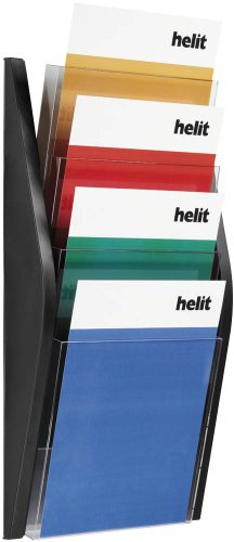 helit H6270195 - Wandbogendisplay „the arc“ 4 x DIN A4 hoch, schwarz | 4 Taschen im Hochformat für Flyer, Broschüren und Dokumente