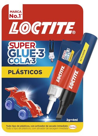 Loctite Super Glue-3 Plásticos Difíciles (2 g/4 ml), pegamento fuerte bicomponente para plástico, adhesivo de cianoacrilato con activador en formato rotulador para tareas de bricolaje
