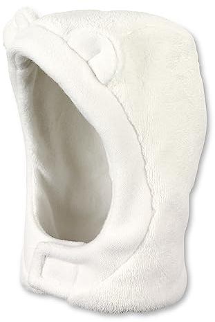 Sterntaler Schalmütze aus Teddyflausch - Unisex Baby und Kinder Mütze - gefüttert mit weichem Microfleece - Schlupfmütze - warme Wintermütze mit Klettverschluss - ab Geburt - ecru, Größe 45
