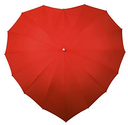 Von LILIENFELD paraply damer parasoll brudparaply bröllopsparaply hjärta röd, röd