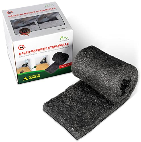 GARDIGO® Laine d'acier Contre Les Souris I Barrière Anti-Nuisibles Rats & Souris, Fouines, Insectes I Efficacité Radicale I 50 x 10 cm I pour Boucher Les Trous dans la Maison, Le Garage, la Cave.