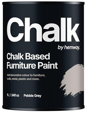 Chalk Based Furniture Paint, Pebble Grey 1L, Matt Finish Shabby Chic, Chalk Paint Furniture & Walls, Quick Dry & 1 Coat, Hemway