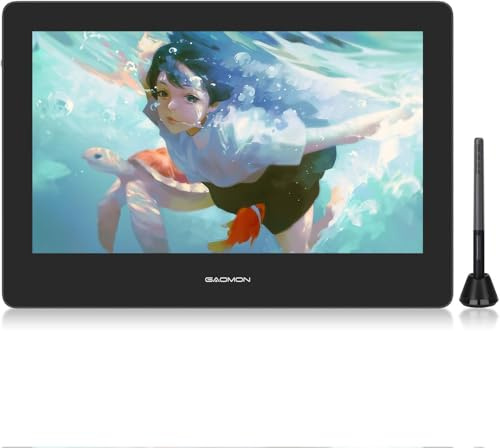 GAOMON PD1320 13,3 Zoll Graphictablet mit Display, HD -IPS -Monitor mit 8192 Druckpegeln und Batterieloser Stift AP50 mit Neigung, Kompatibel mit Windows, Mac und Android, Blau